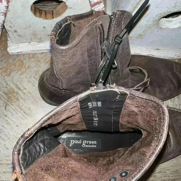 Paul Green Womens Biker boots Brown leather Size 8 - Picture 3 of 7